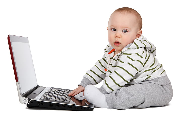 baby using laptop