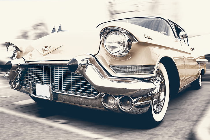 vintage white coupe car