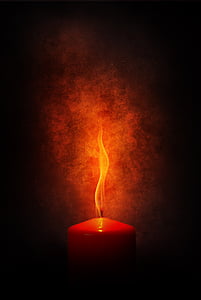 red candle with fire