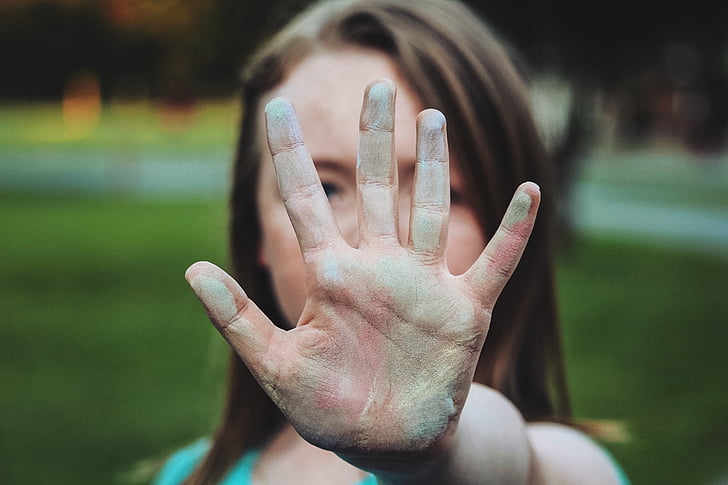 photo of girl showing her palm