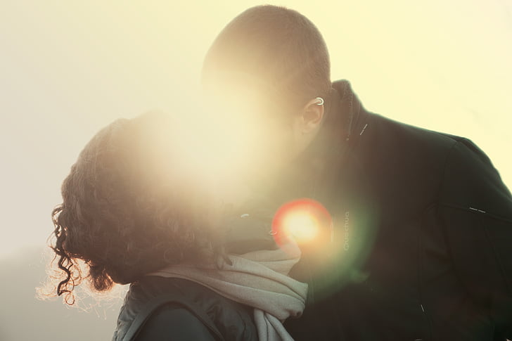 couple about to kiss photograph