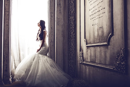 woman in wedding gown photo