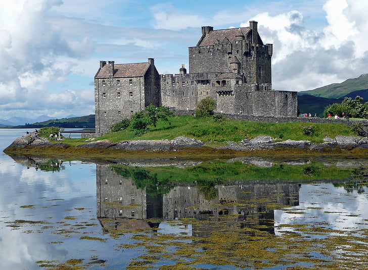 gray castle on island