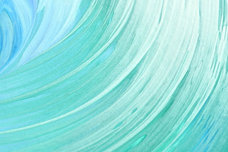 teal and white wave abstract painting