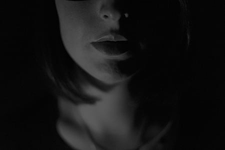 grayscale photo of woman face