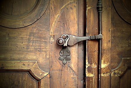 brown wooden locked door