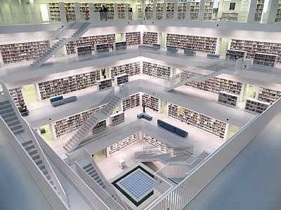 architectural photography of library