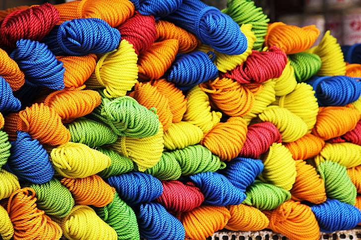 pile of assorted-color ropes