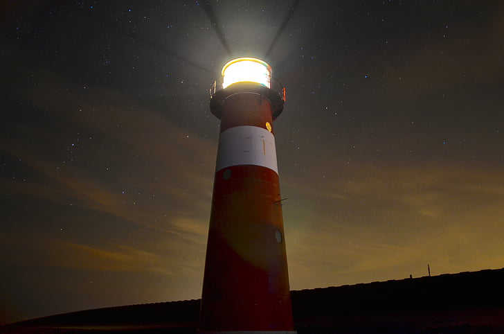 lighthouse during nighttime low angle photography