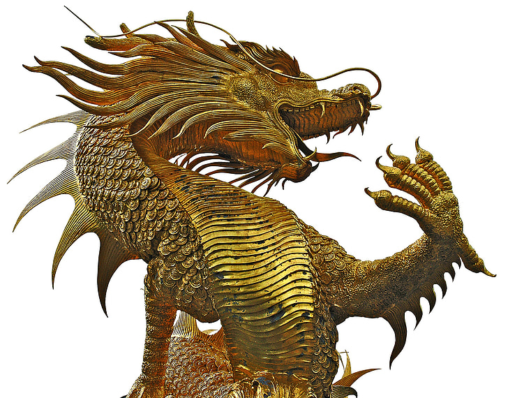 gold-colored dragon statue