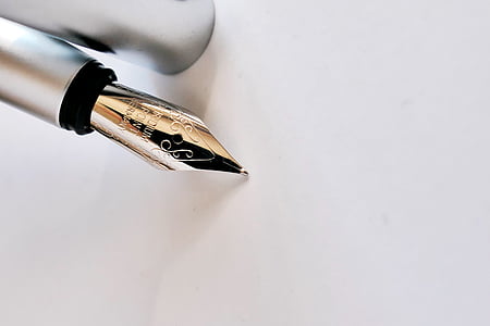 close up image of silver fountain pen