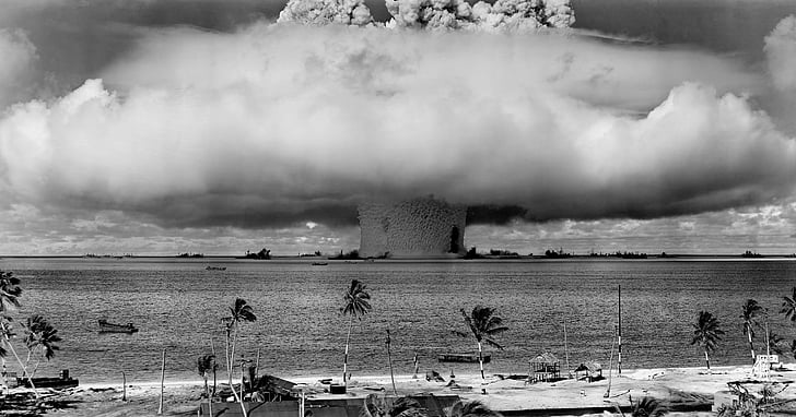 grayscale photography of explosion in water