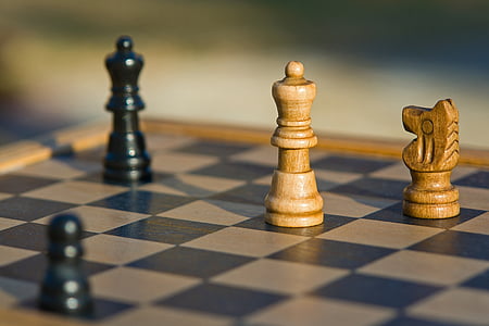 two black and brown chess pieces