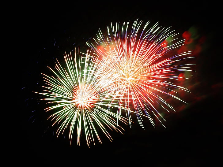 red and green fireworks display
