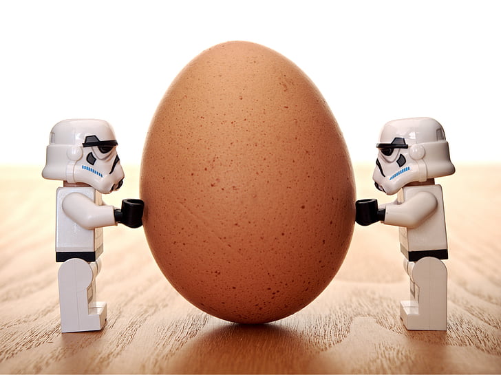photo of Stormtroopers holding organic egg