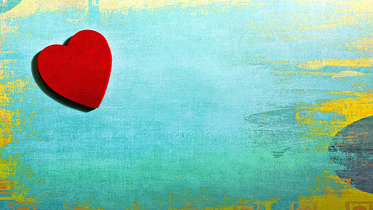 red hearts on green and yellow background