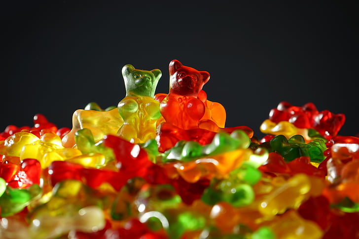 assorted-color gummy bears
