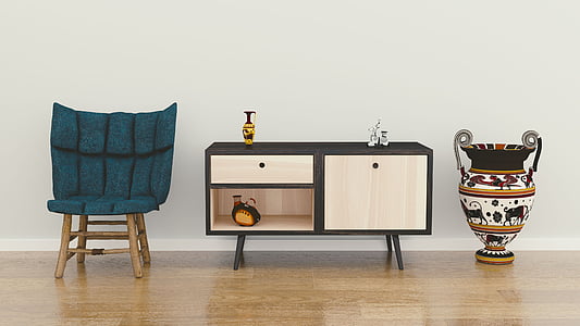 brown and black wooden sideboard