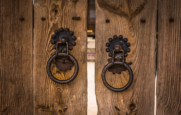 round brown steel door locks