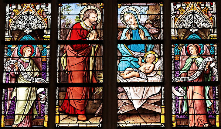 The Birth of Jesus Tiffany glass
