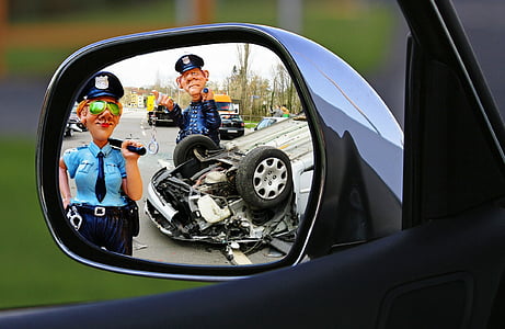 vehicle mirror with cartoon character