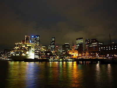 city buildings during night