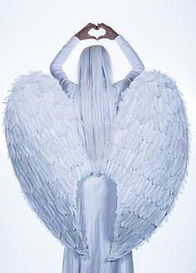 woman in white angel wing