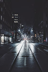 view of road at night time