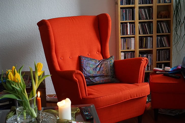 orange armchair