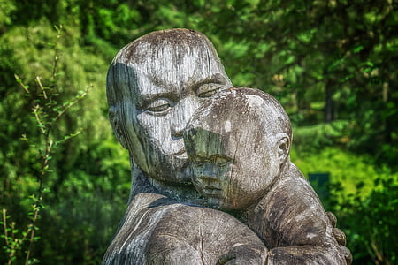 human and child gray statue
