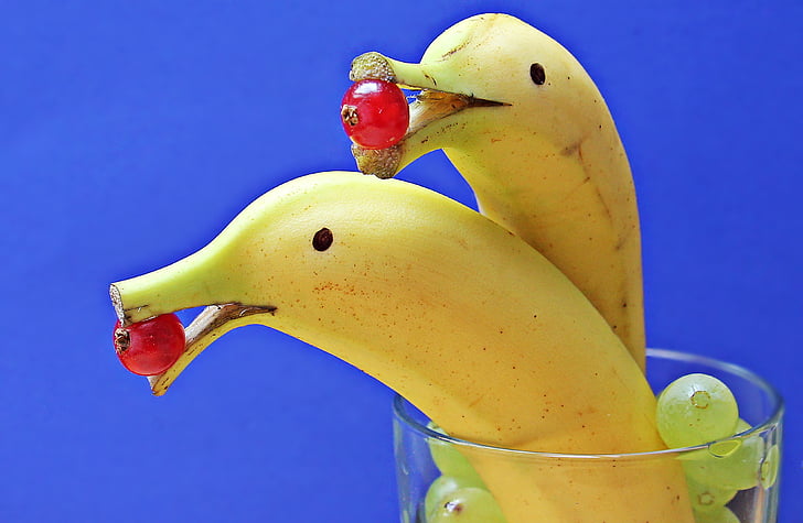 two ripe bananas on clear glass