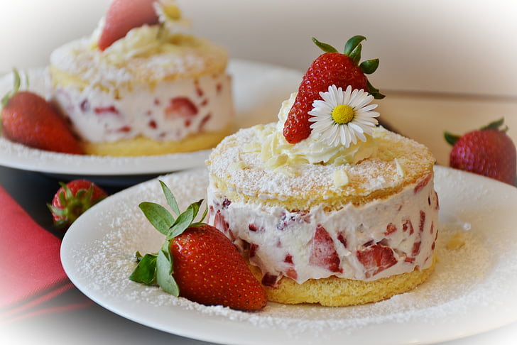 strawberry cakes on plates