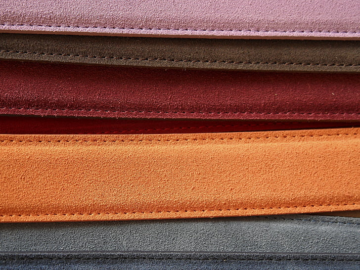 assorted-color suede belts