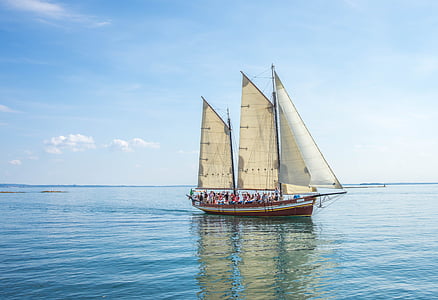group of people on sail ship above sea