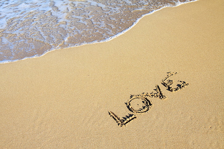 brown sand with love-printed