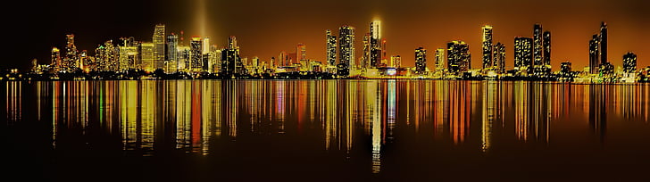 silhouette of high-rise buildings at nighttime