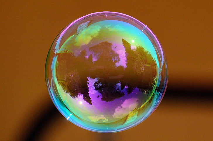 close-up photography of iridescent bubble