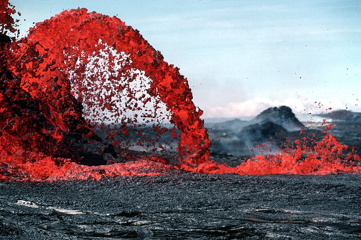 lava flowing during daytime