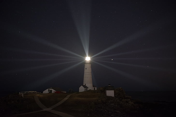 white lighthouse at night