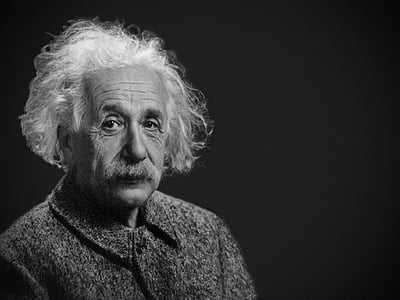 Albert Einstein grayscale photo
