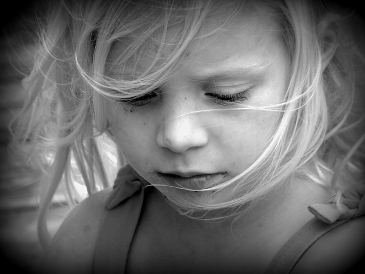 grayscale photography of girl face