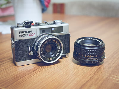black and gray Ricoh 500 GX DSLR camera