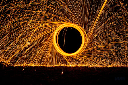 time lapse photography of fire dancing