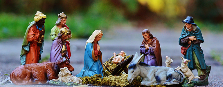 selective focus photography of The Nativity figurines