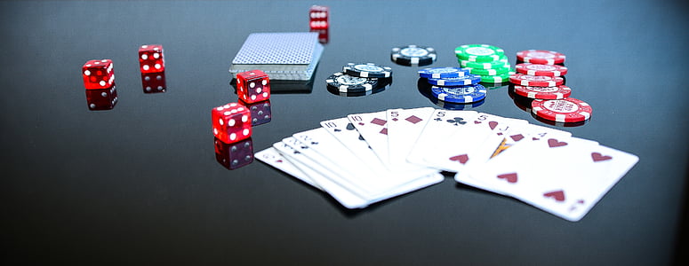 poker set on black surface