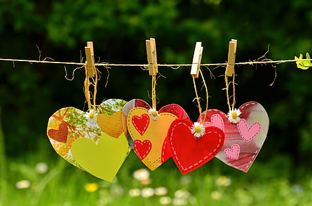 assorted-color heart floral hanging decors