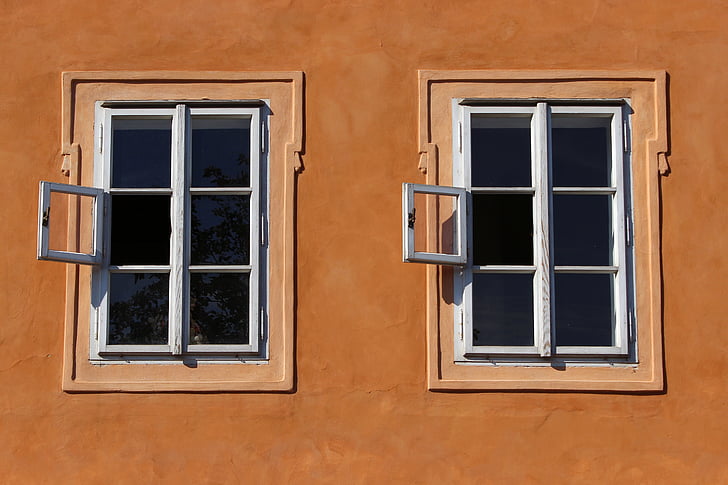 two white wooden window frames