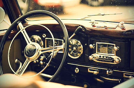 chrome car steering wheel
