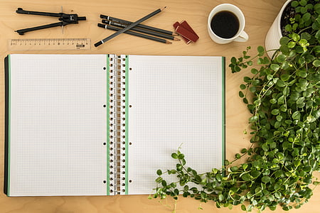 white and green graphing notebook
