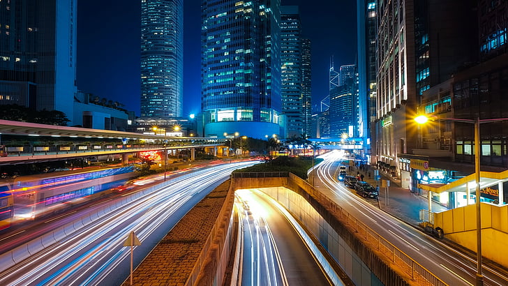 time lapse photography of city highway